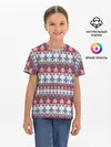 Детская базовая футболка / Этнический красно-синий узор