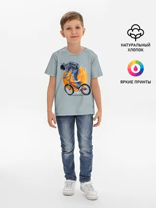Детская базовая футболка / Космический велосипедист