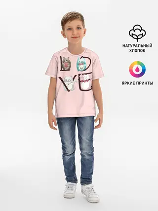 Детская базовая футболка / LOVE зверушки