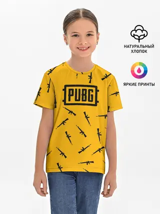 Детская базовая футболка / PUBG АВТОМАТЫ ПАТТЕРН ЖЁЛТЫЙ