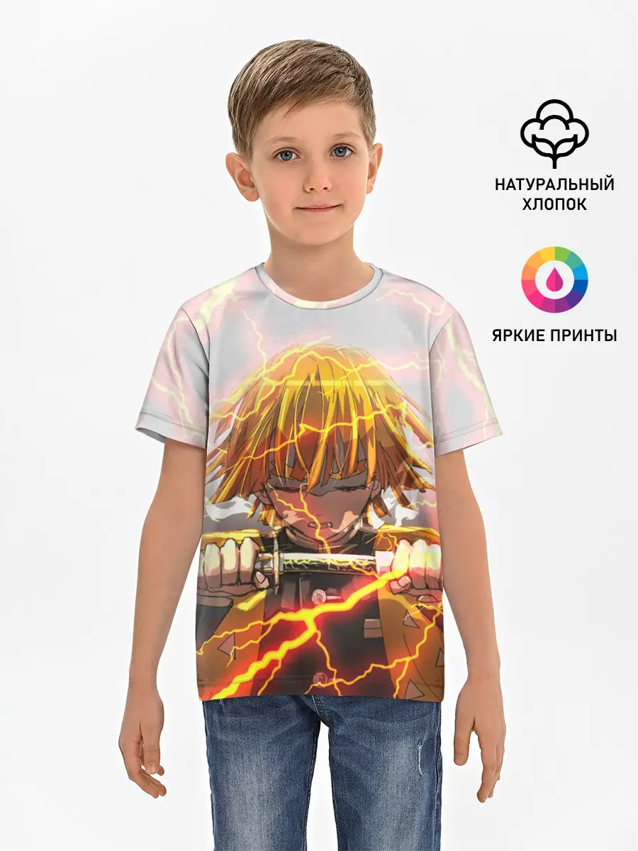 Детская базовая футболка / Kimetsu no yaiba достает меч