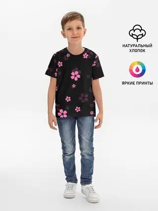 Детская базовая футболка / САКУРА ВИШНЯ ЛЕПЕСТКИ