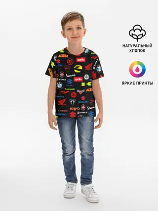 Детская базовая футболка / Motorcycle pattern | Мото паттерн