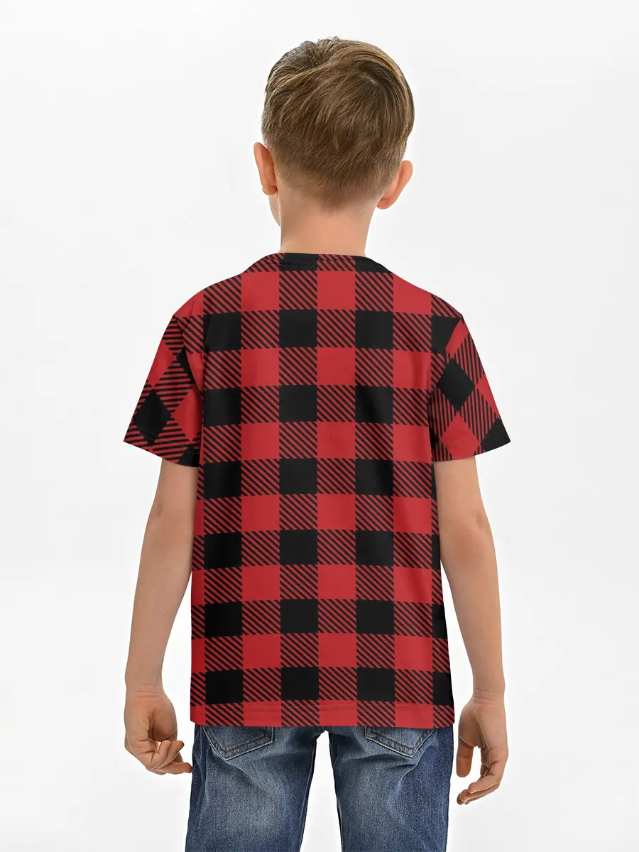 Детская базовая футболка / Манчестер Юнайтед фон в клетку