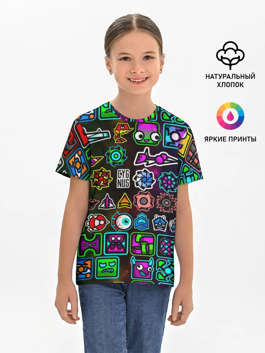 Детская базовая футболка / GEOMETRY DASH ГЕРОИ