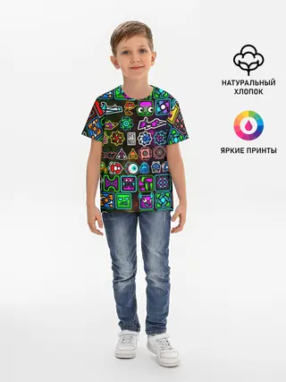 Детская базовая футболка / GEOMETRY DASH ГЕРОИ