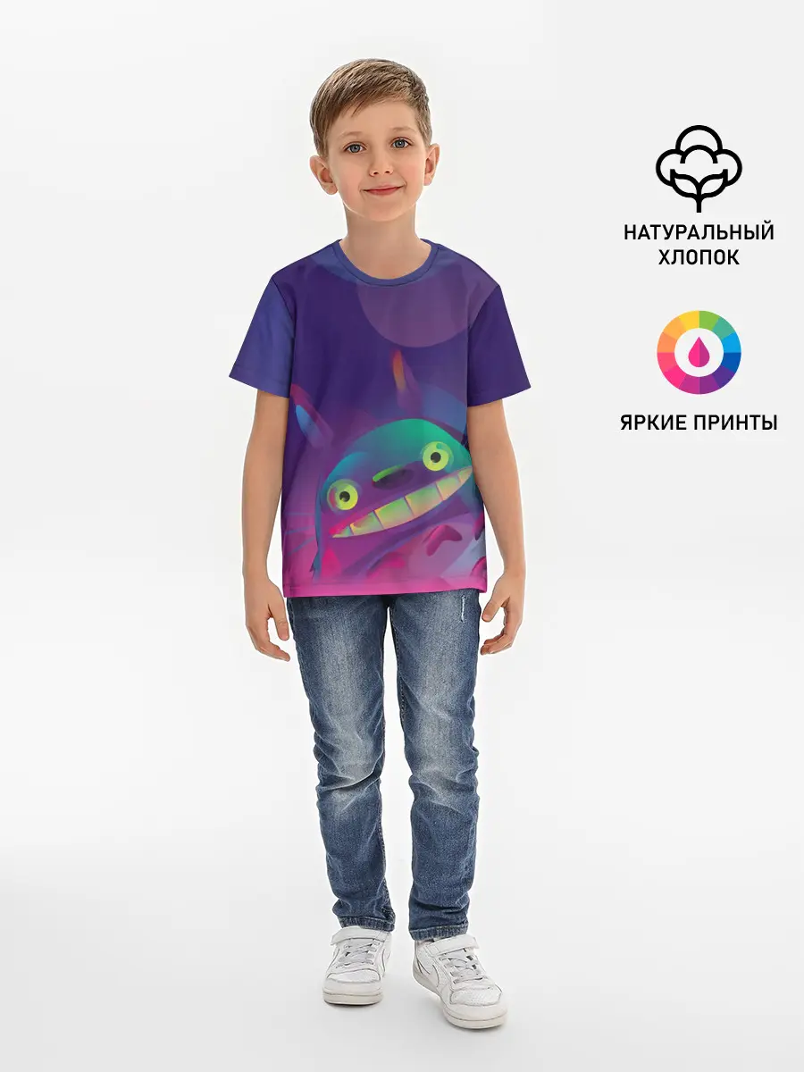 Детская базовая футболка / Тоторо выглядывает