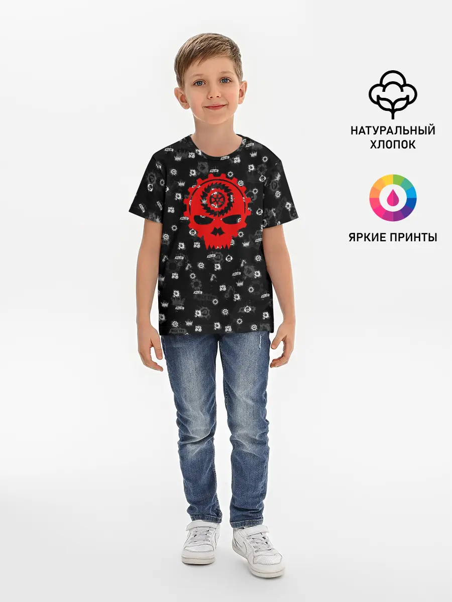 Детская базовая футболка / GEARS OF WAR | ПАТТЕРН | ШЕСТЕРЕНКИ