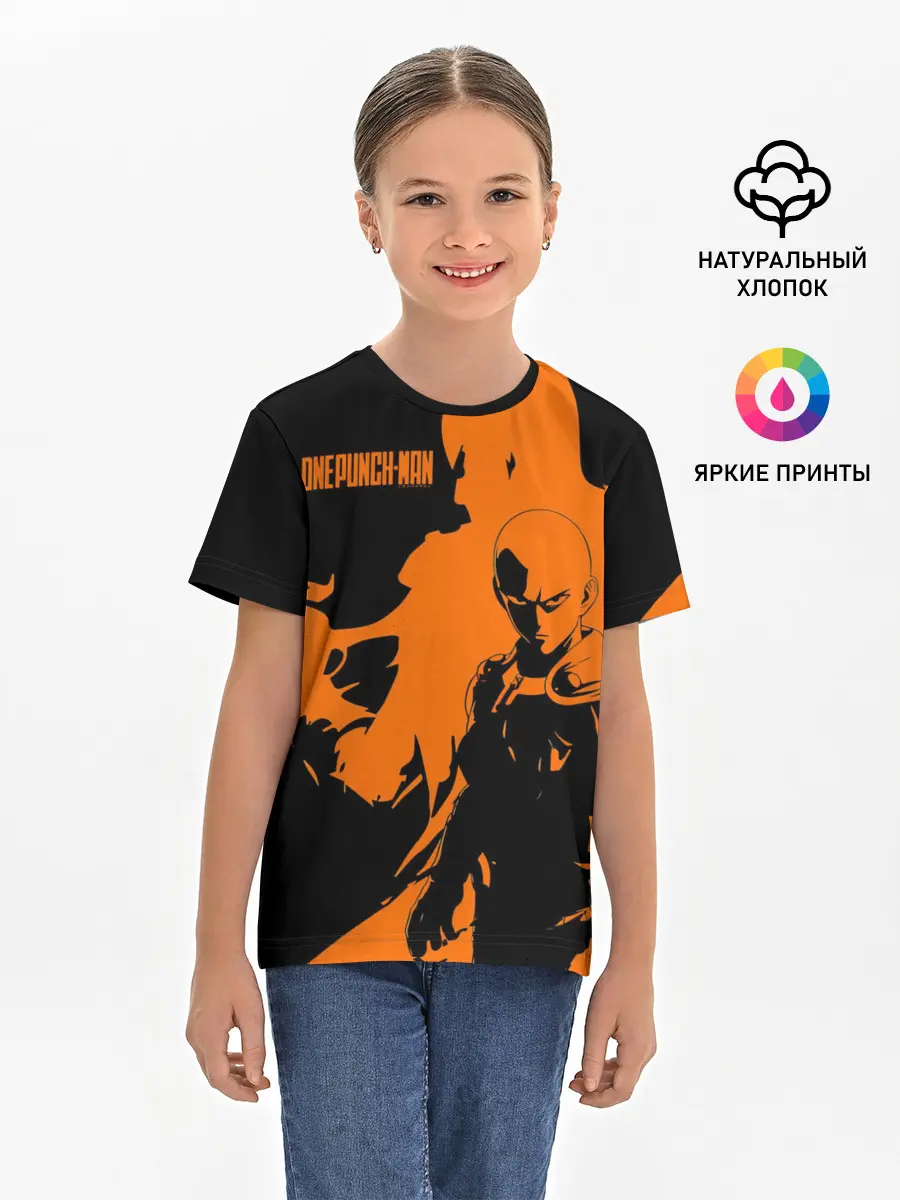 Детская базовая футболка / Сайтама образ в силуэте One Punch-Man