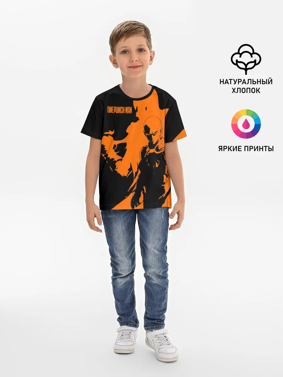 Детская базовая футболка / Сайтама образ в силуэте One Punch-Man
