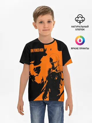 Детская базовая футболка / Сайтама образ в силуэте One Punch-Man