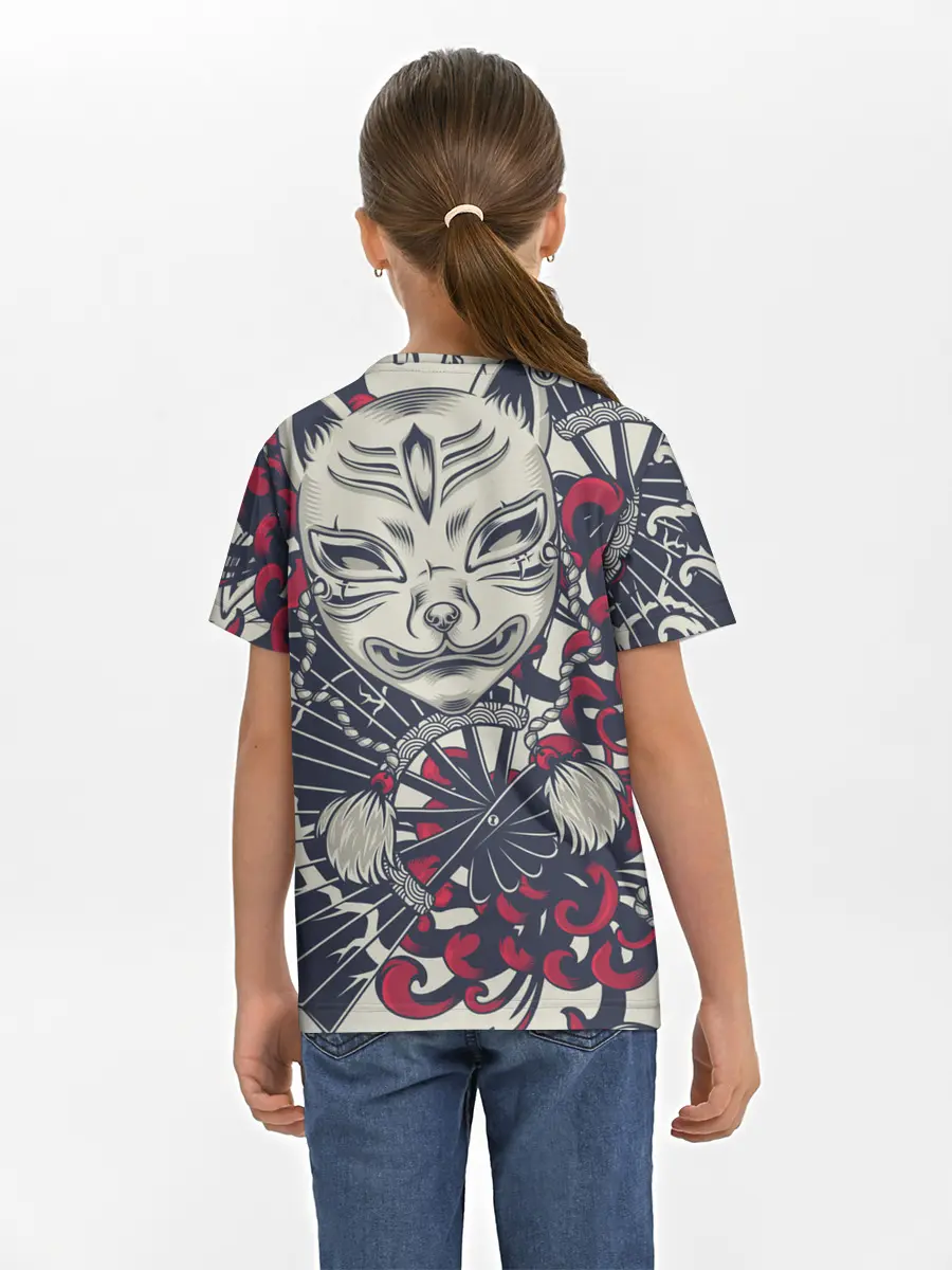 Детская базовая футболка / Кицунэ | Маска лисы