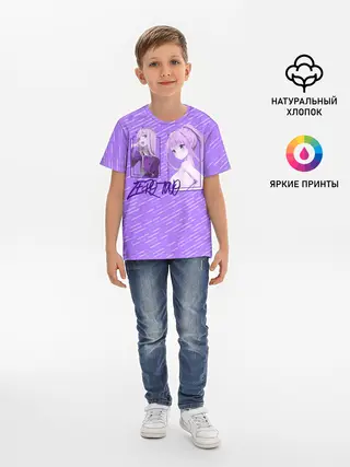 Детская базовая футболка / Zero Two в прямоугольнике