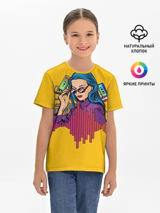 Детская базовая футболка / Ретро. Девушка 90-х Арт.