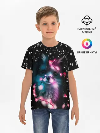 Детская базовая футболка / ЛИСЁНОК НОВОГОДНИЙ.