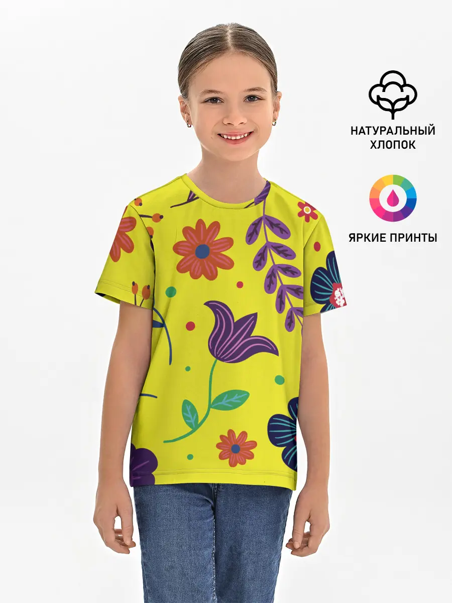 Детская базовая футболка / Цветочный микс