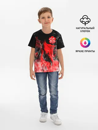 Детская базовая футболка / Чёрный клевер: Пламя.