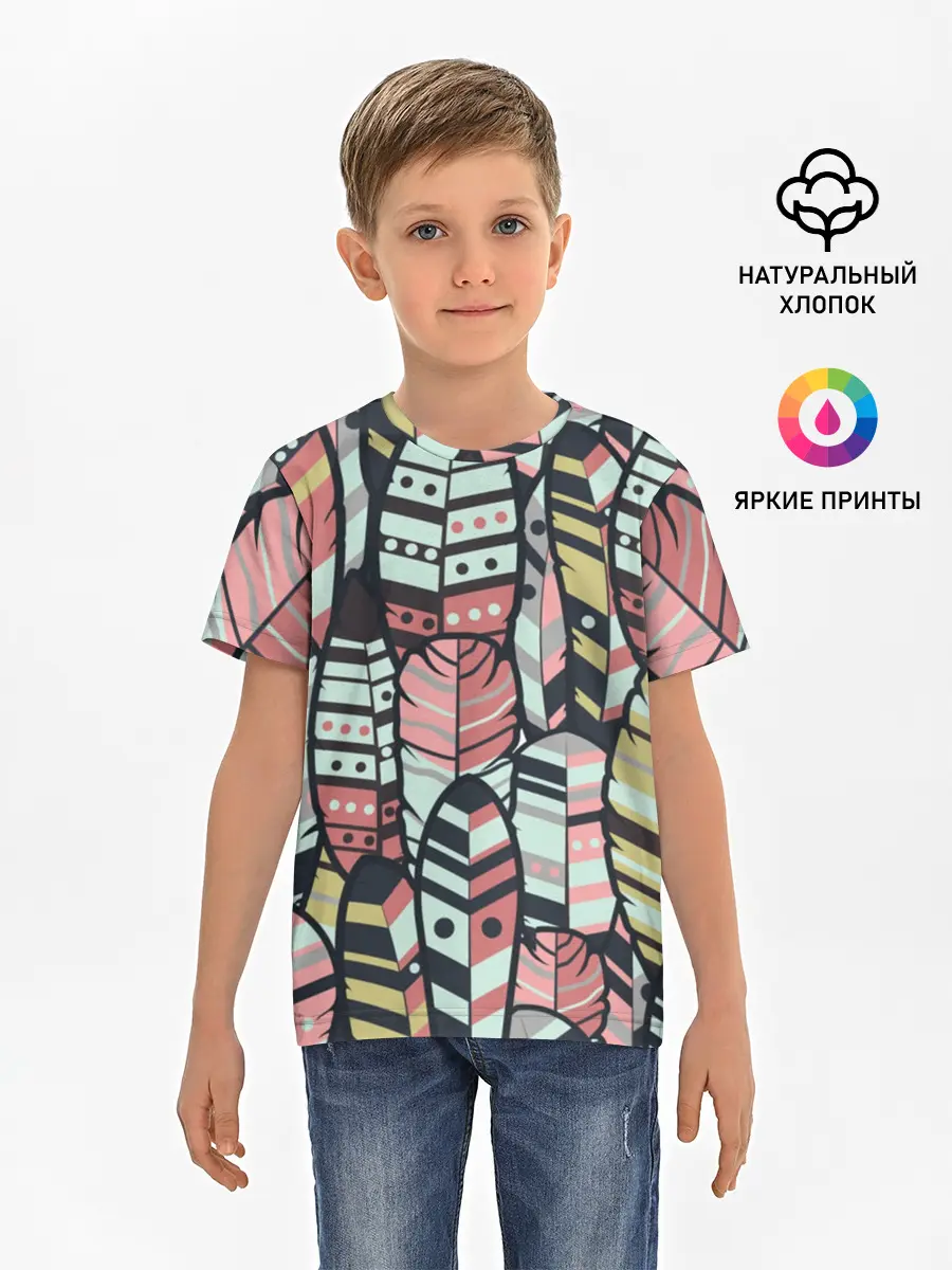 Детская базовая футболка / Индейские перья