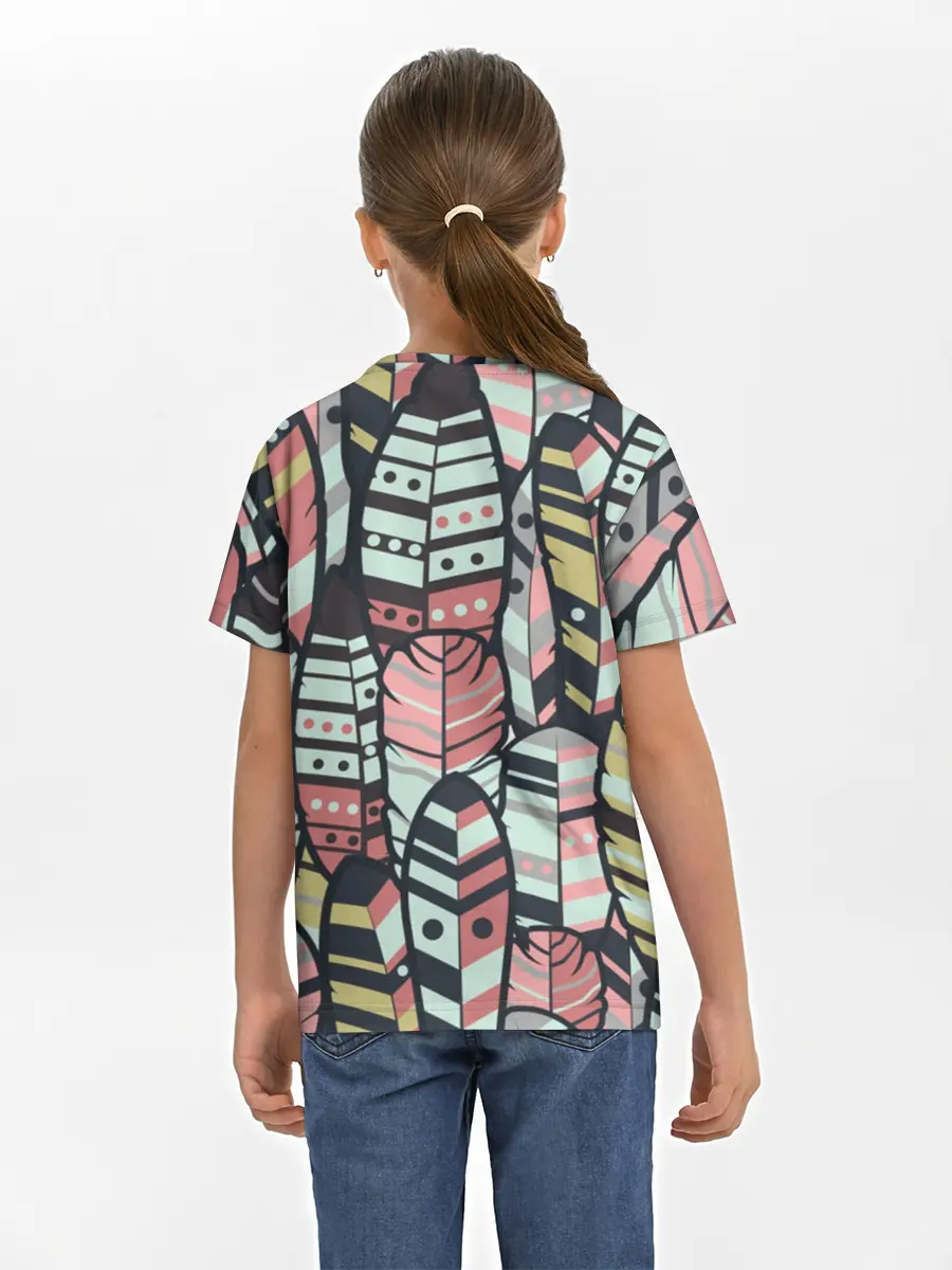 Детская базовая футболка / Индейские перья