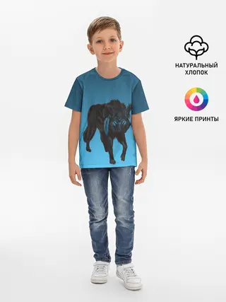 Детская базовая футболка / черный дух волка