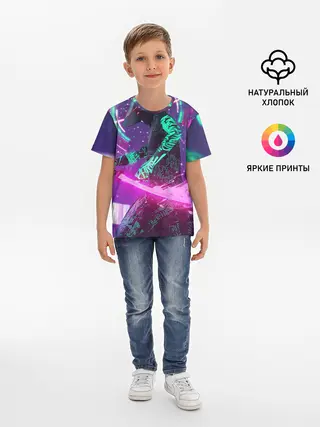 Детская базовая футболка / Неоновый Самурай