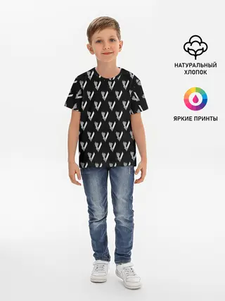 Детская базовая футболка / Викинги Лого Паттерн | Vikings Pattern