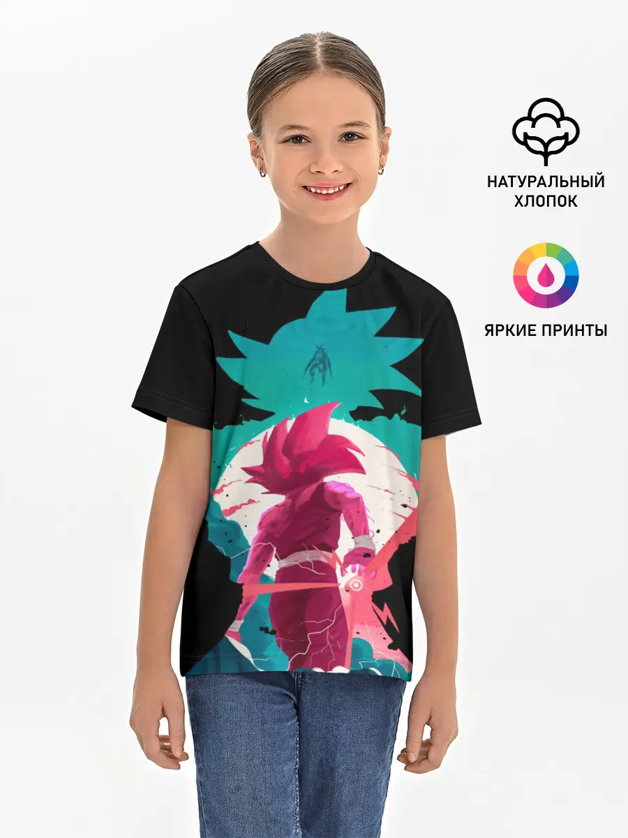 Детская базовая футболка / Сон Гоку розовый