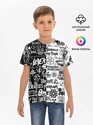 Детская базовая футболка / ЛОГОТИПЫ РОК ГРУПП