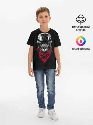 Детская базовая футболка / Кот Пилот