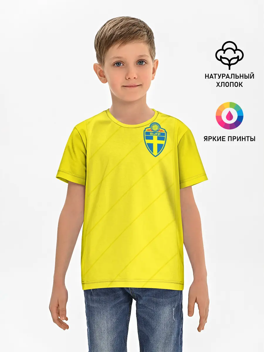 Детская базовая футболка / Швеция домашняя форма ЧМ 2018