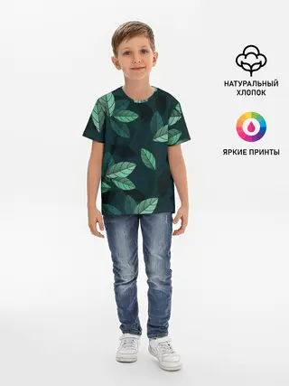 Детская базовая футболка / Текстура Листья