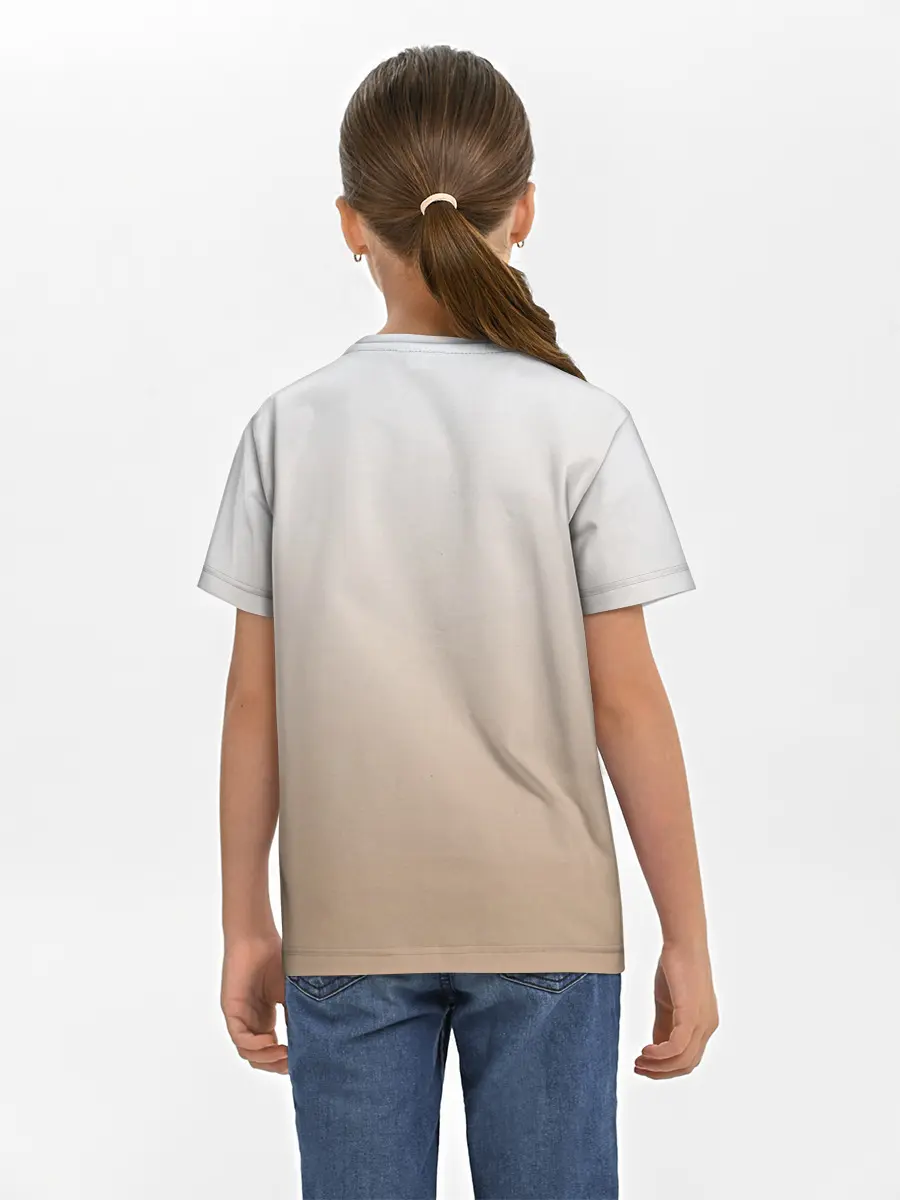 Детская базовая футболка / бело-рыжий котенок реализм