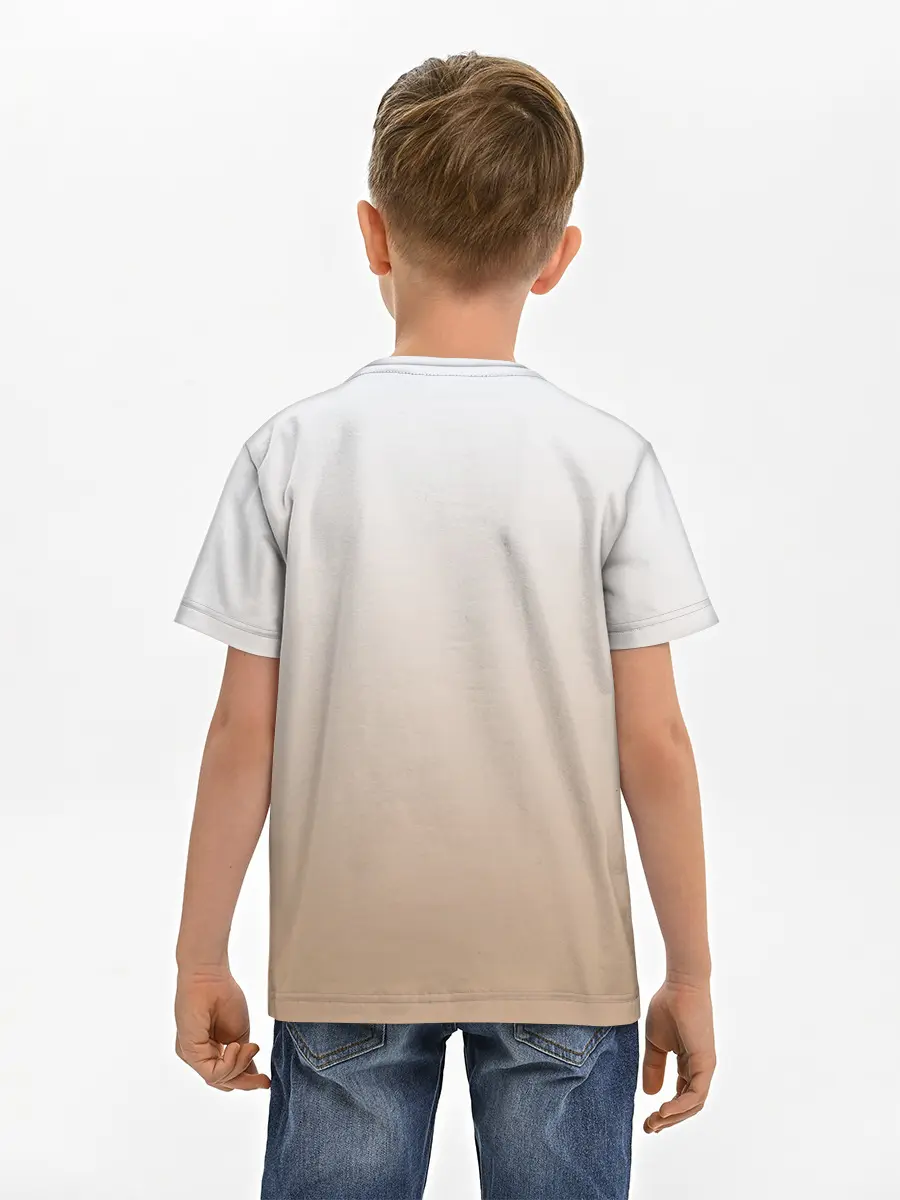 Детская базовая футболка / бело-рыжий котенок реализм