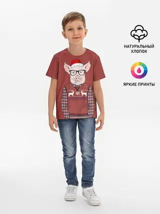 Детская базовая футболка / New Year Pig