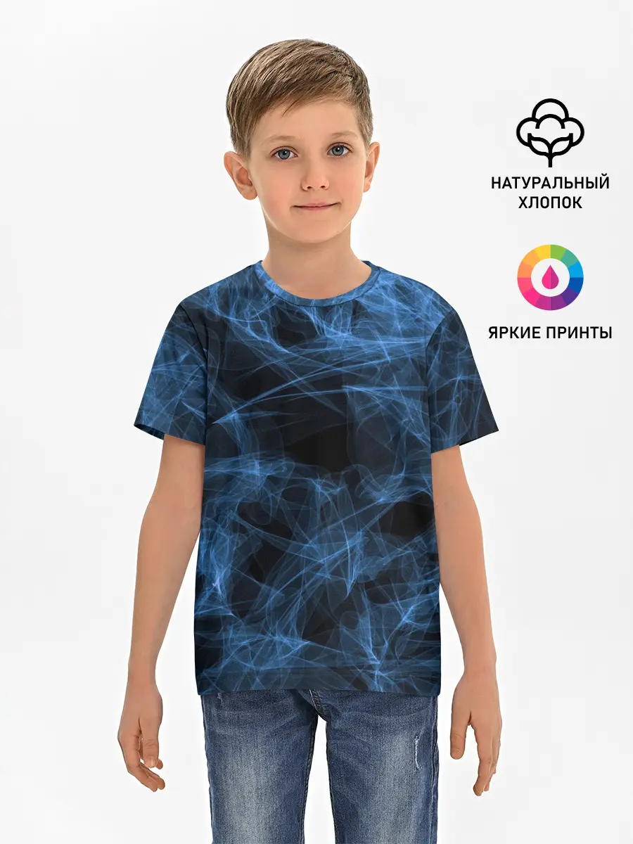 Детская базовая футболка / Синяя паутина