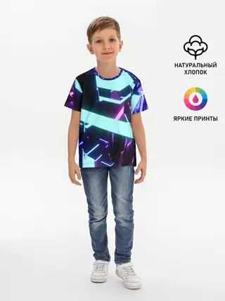 Детская базовая футболка / Blue Neons