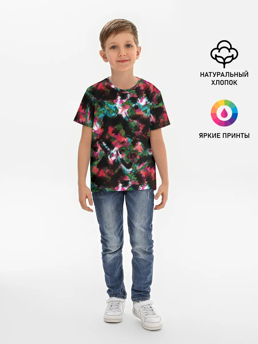 Детская базовая футболка / Гранжевый абстрактный узор