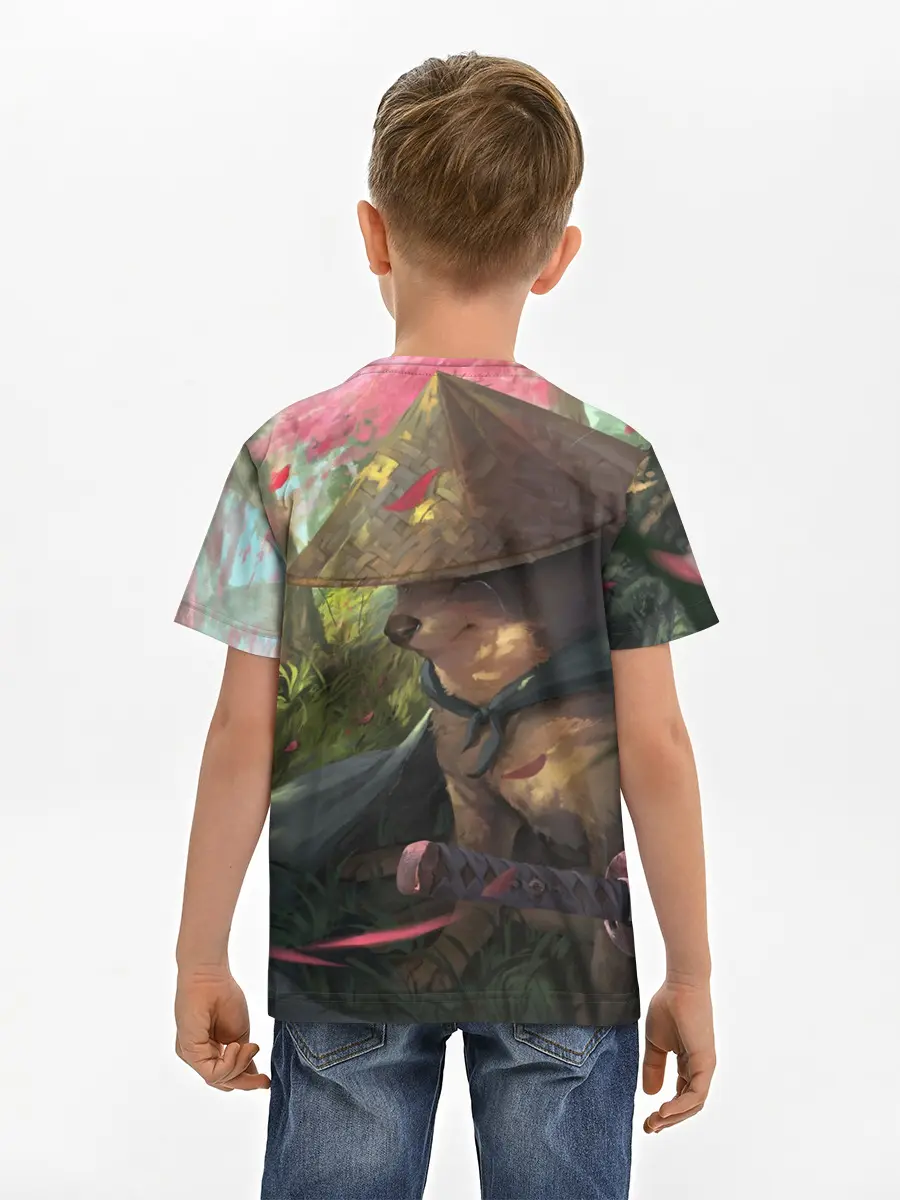 Детская базовая футболка / Собака Самурай плачет мем