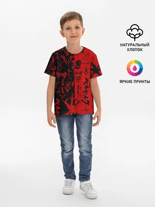 Детская базовая футболка / BERSERK BLACK RED | БЕРСЕРК ПАТТЕРН