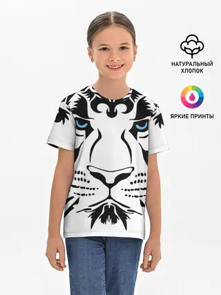 Детская базовая футболка / Водяной голубоглазый тигр