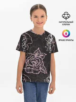Детская базовая футболка / Цветочный узор