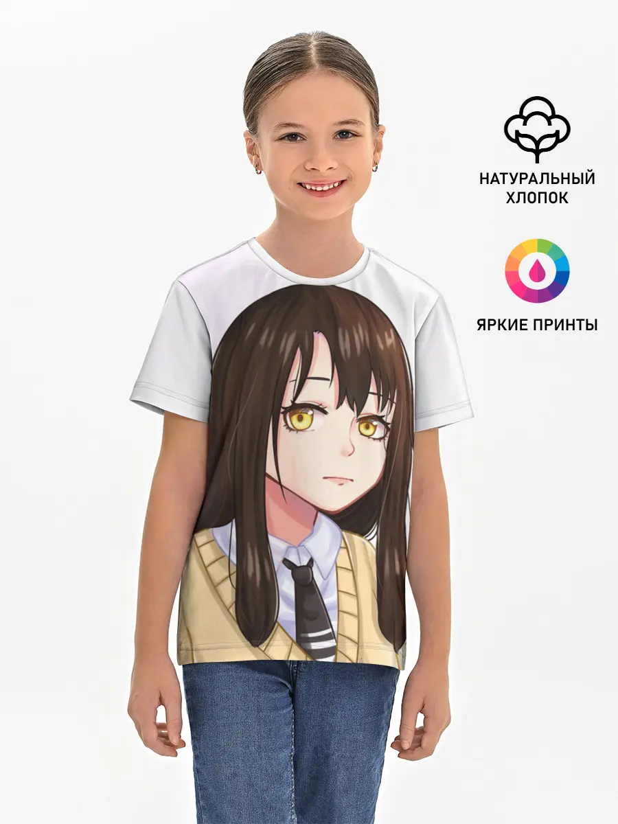 Детская базовая футболка / Девочка, которая видит это Мико Ёцуя