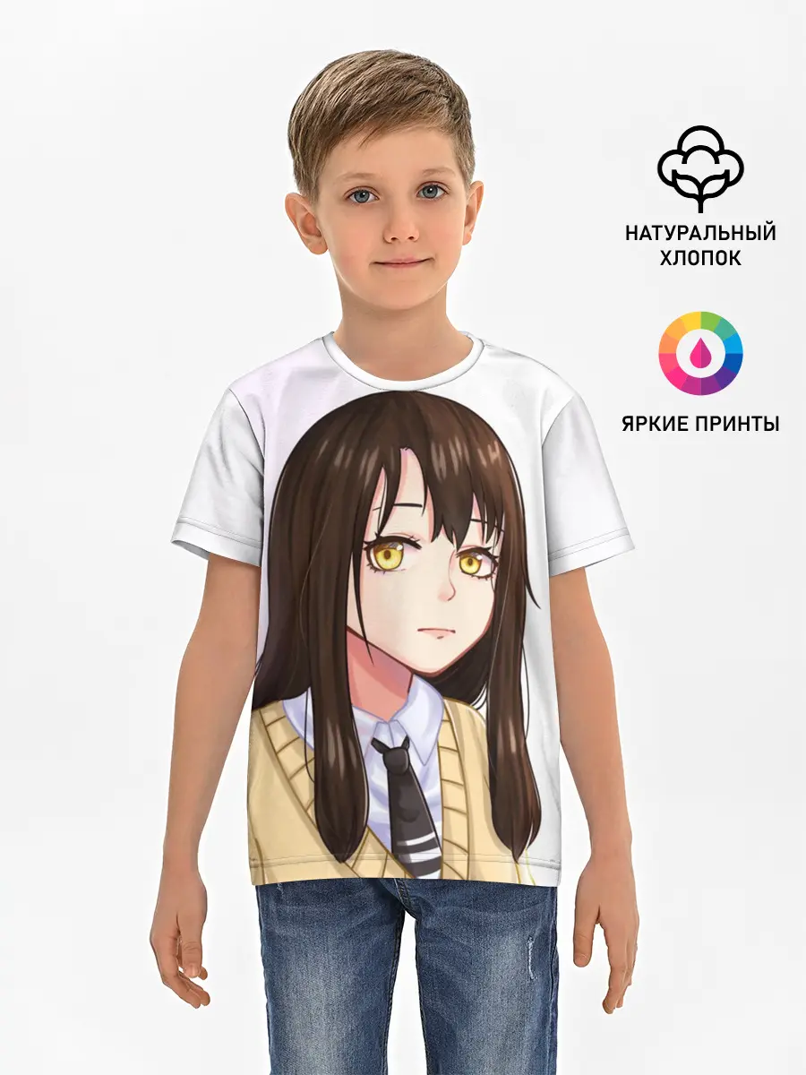 Детская базовая футболка / Девочка, которая видит это Мико Ёцуя