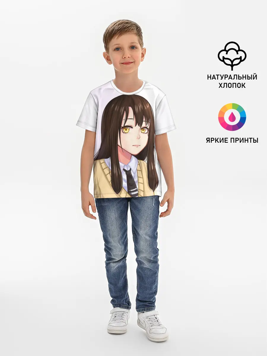 Детская базовая футболка / Девочка, которая видит это Мико Ёцуя