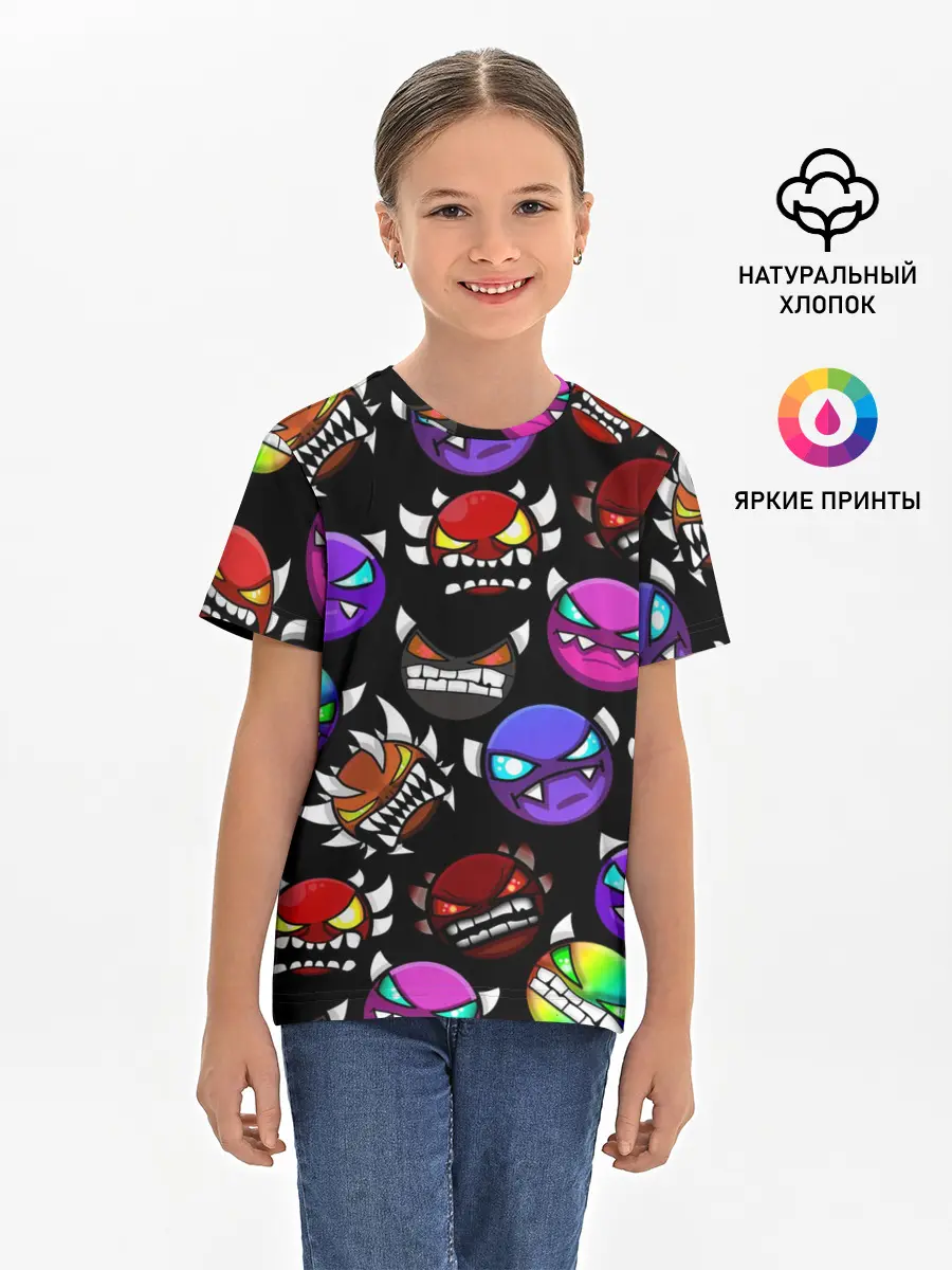 Детская базовая футболка / Geometry Dash Demons