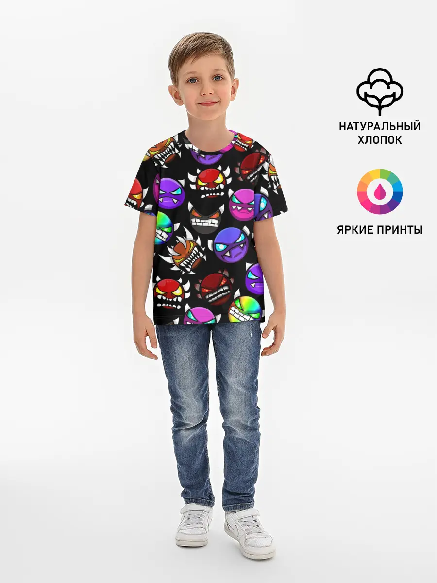 Детская базовая футболка / Geometry Dash Demons