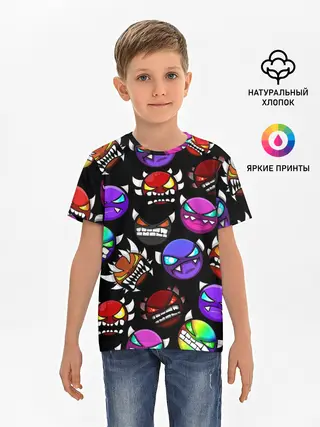 Детская базовая футболка / Geometry Dash Demons