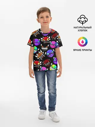 Детская базовая футболка / Geometry Dash Demons