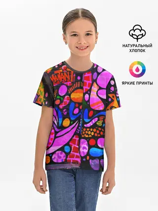 Детская базовая футболка / Неоновое граффити