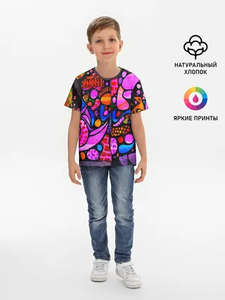 Детская базовая футболка / Неоновое граффити